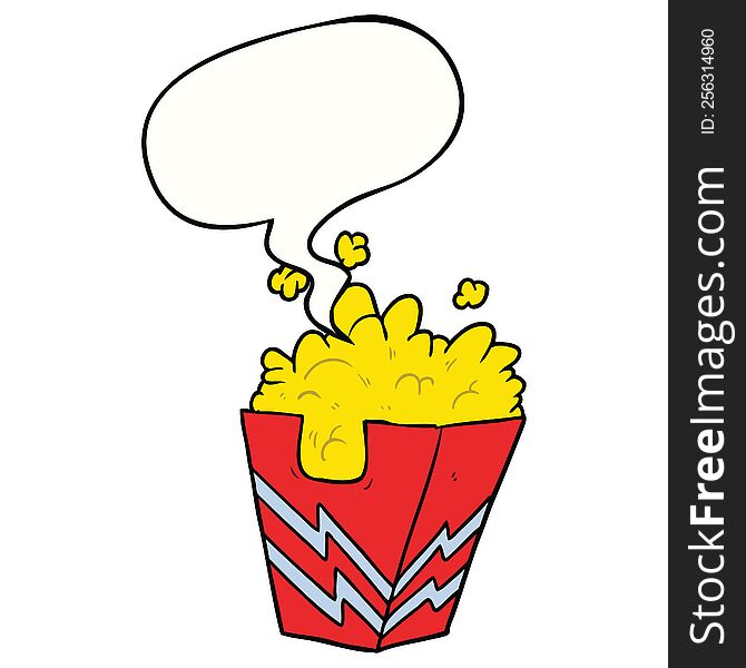Cartoon Box Of Popcorn And Speech Bubble