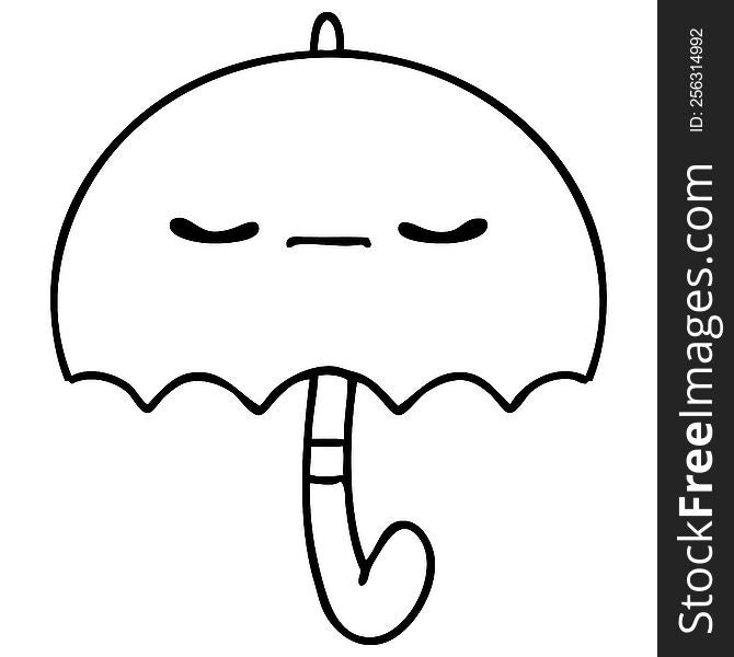 line doodle of a traditional umbrella with face