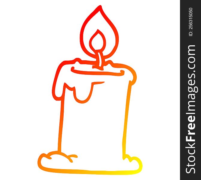 Warm Gradient Line Drawing Cartoon Lit Candle
