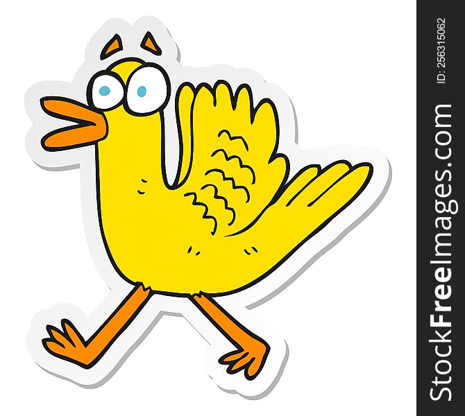 sticker of a cartoon flapping duck