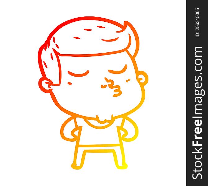 Warm Gradient Line Drawing Cartoon Model Guy Pouting