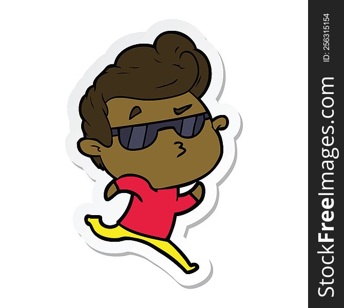 Sticker Of A Cartoon Cool Guy