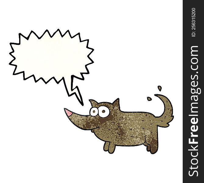 Speech Bubble Textured Cartoon Dog Wagging Tail