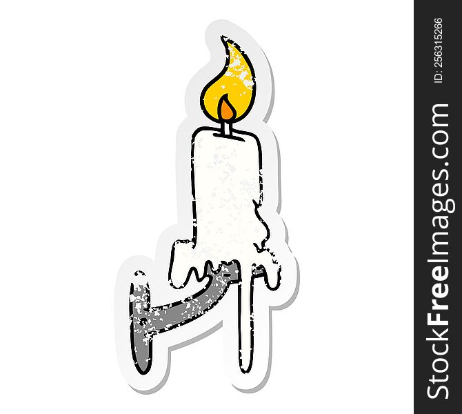 hand drawn distressed sticker cartoon doodle of a candle stick