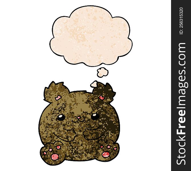 cartoon bear with thought bubble in grunge texture style. cartoon bear with thought bubble in grunge texture style