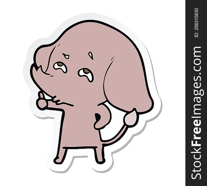 Sticker Of A Cartoon Elephant Remembering