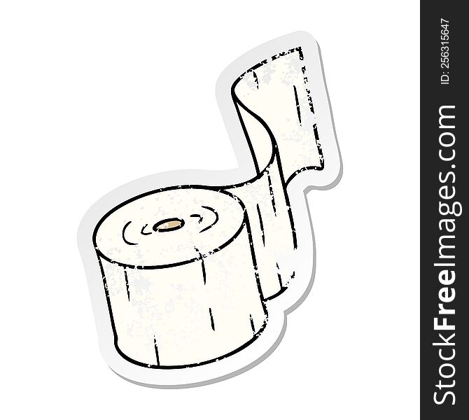Distressed Sticker Cartoon Doodle Of A Toilet Roll