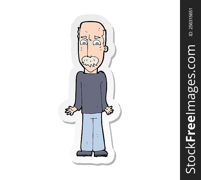 sticker of a cartoon dad shrugging shoulders