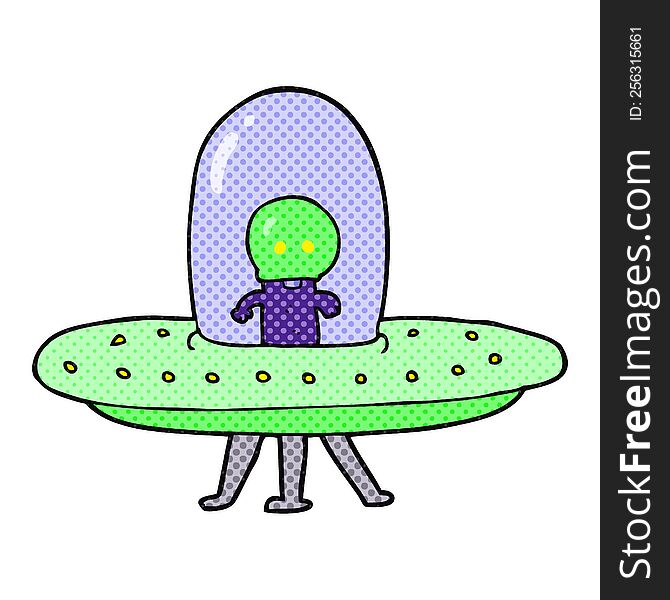 freehand drawn cartoon flying saucer