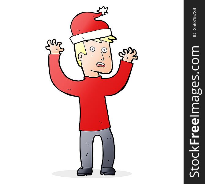 cartoon man getting ready for christmas. cartoon man getting ready for christmas