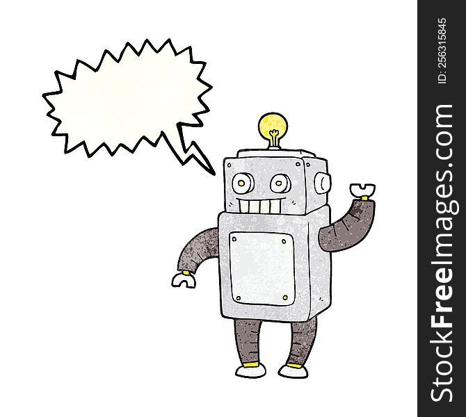 Speech Bubble Textured Cartoon Robot