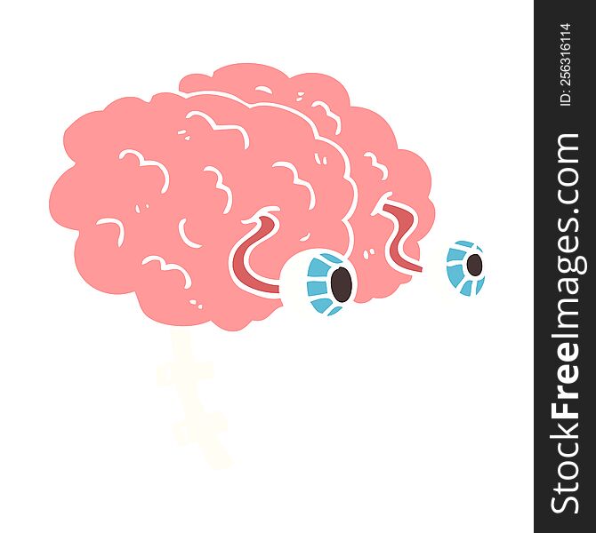 flat color illustration of brain. flat color illustration of brain