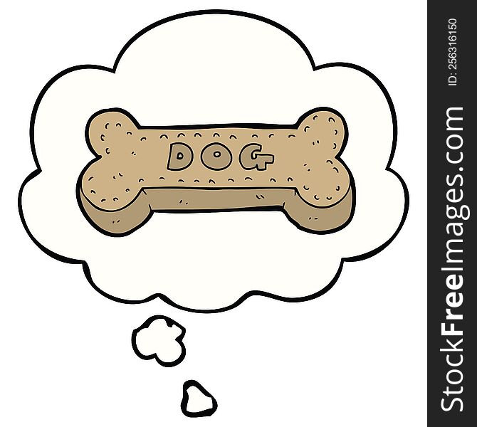 cartoon dog biscuit with thought bubble. cartoon dog biscuit with thought bubble