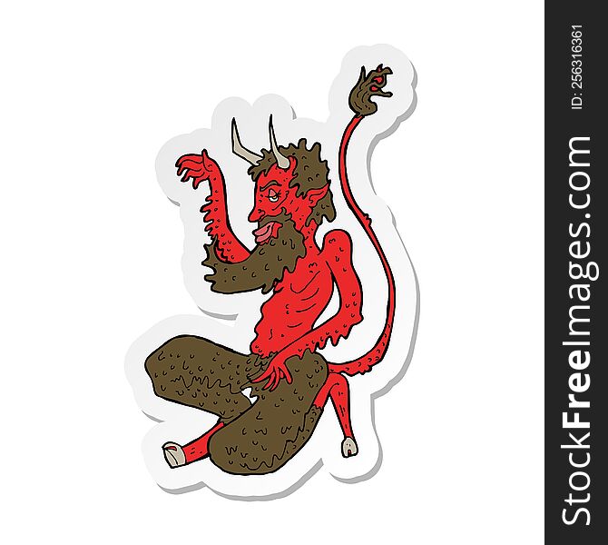 sticker of a cartoon traditional devil