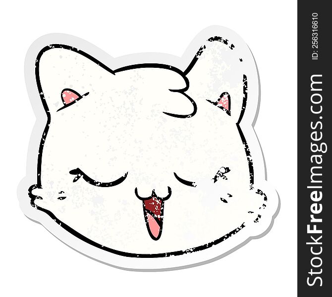 distressed sticker of a cartoon cat face