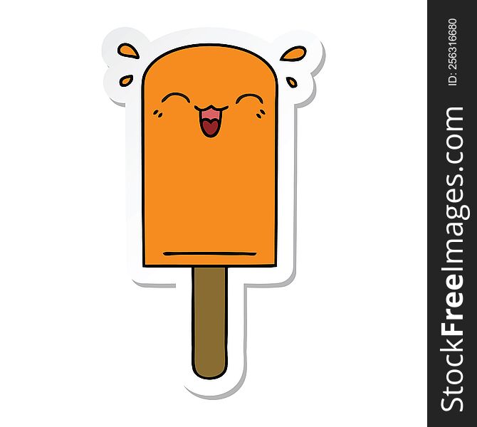 sticker of a quirky hand drawn cartoon orange ice lolly