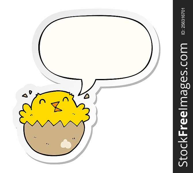 cartoon hatching chick with speech bubble sticker