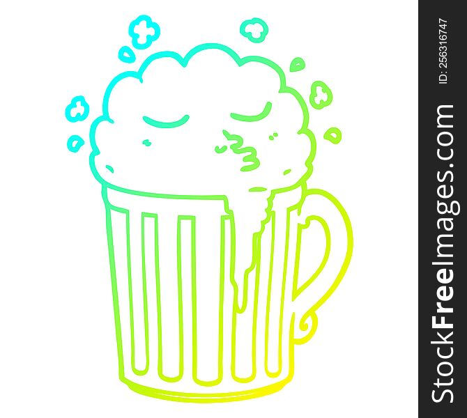 cold gradient line drawing cartoon mug of beer