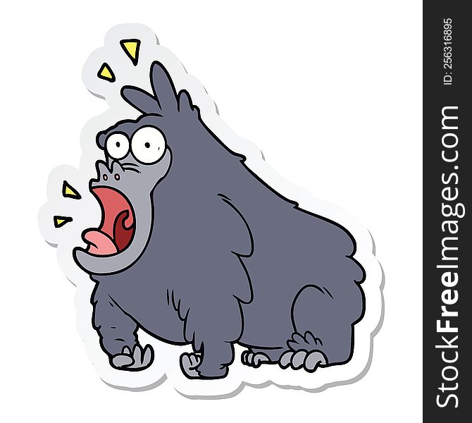 sticker of a cartoon shouting gorilla