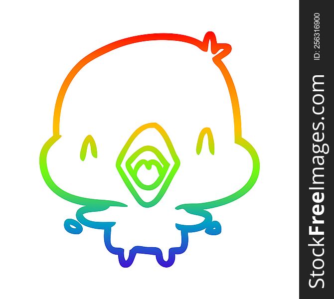 rainbow gradient line drawing of a happy bird