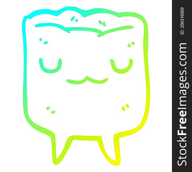cold gradient line drawing of a cartoon tooth