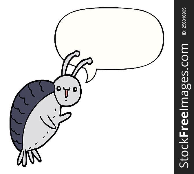 cartoon beetle with speech bubble. cartoon beetle with speech bubble