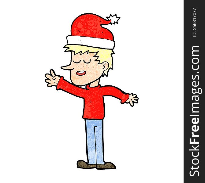 cartoon man getting ready for christmas. cartoon man getting ready for christmas