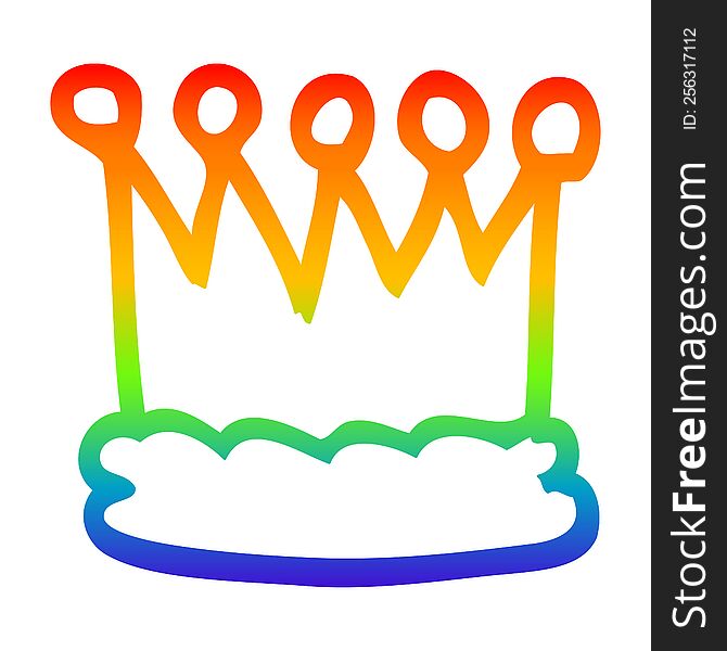 rainbow gradient line drawing of a cartoon crown
