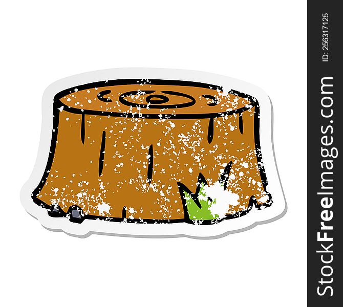 hand drawn distressed sticker cartoon doodle of a tree log