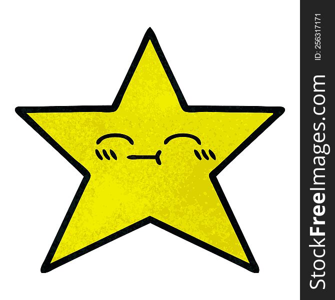 retro grunge texture cartoon of a gold star