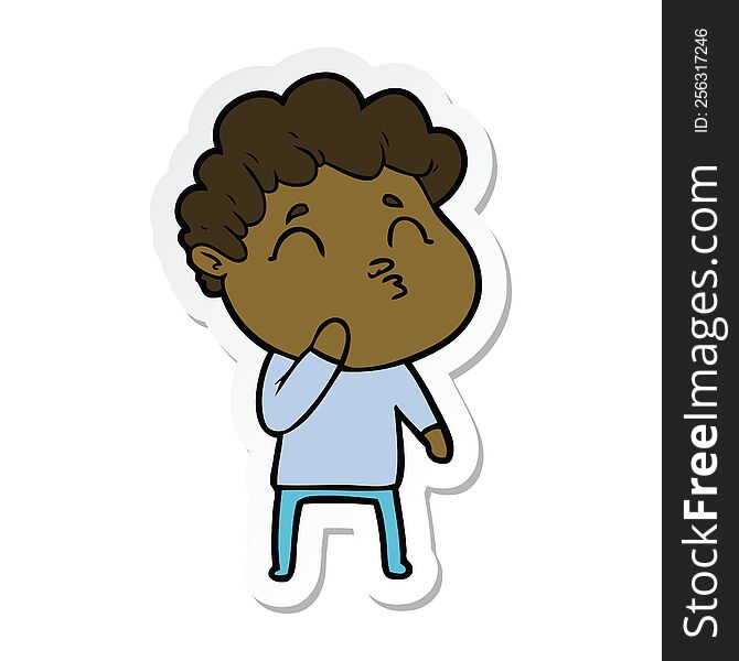 Sticker Of A Cartoon Man Pouting