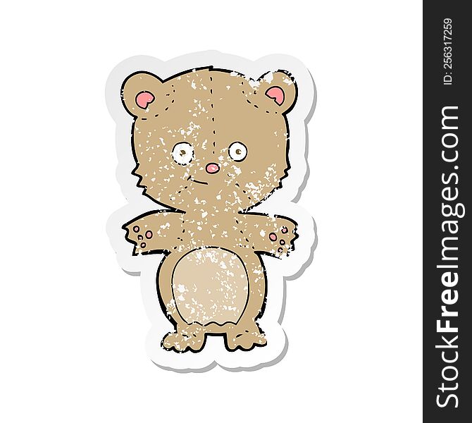Retro Distressed Sticker Of A Cartoon Teddy Bear
