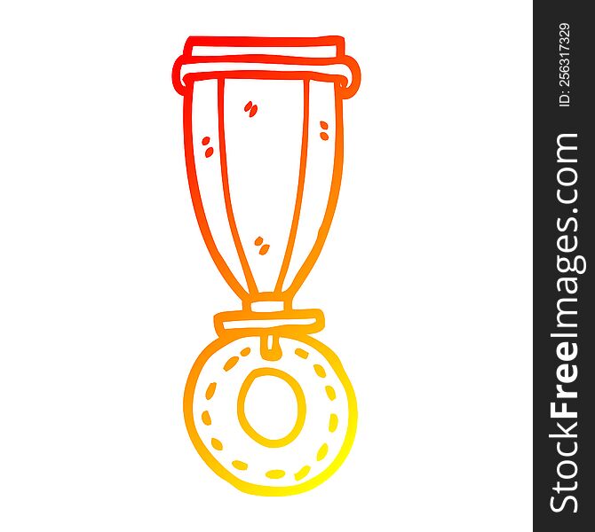 warm gradient line drawing of a cartoon medal
