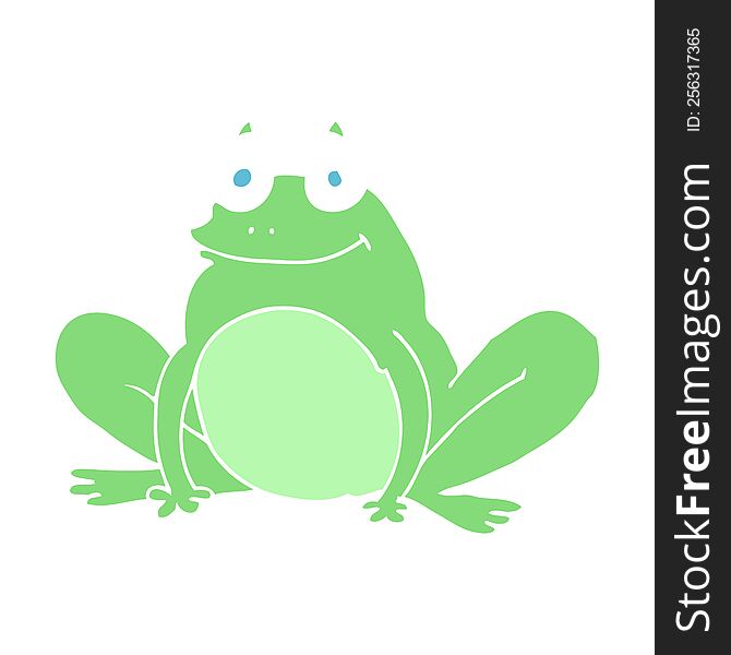 Flat Color Illustration Of A Cartoon Happy Frog