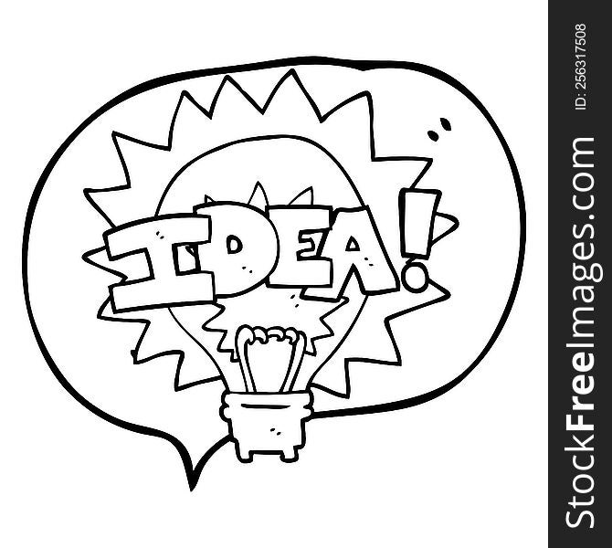 Speech Bubble Cartoon Idea Light Bulb Symbol