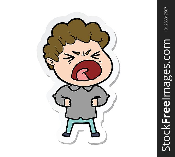 sticker of a cartoon furious man