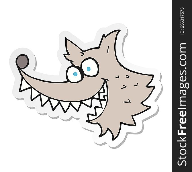 Sticker Of A Cartoon Crazy Wolf