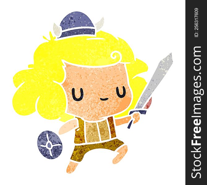 retro cartoon kawaii cute viking child