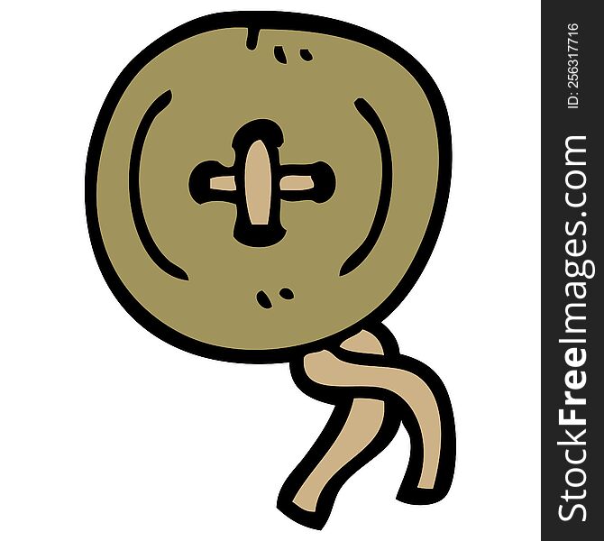 Cartoon Doodle Old Wooden Button