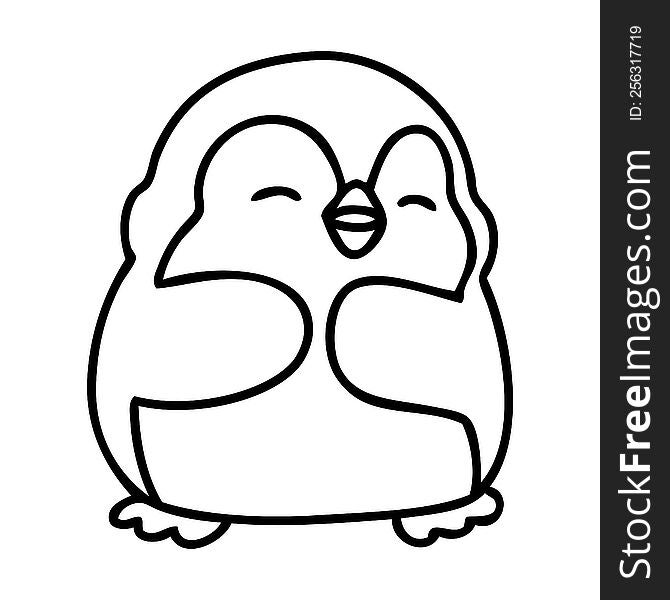 line doodle of a cute christmas penguin