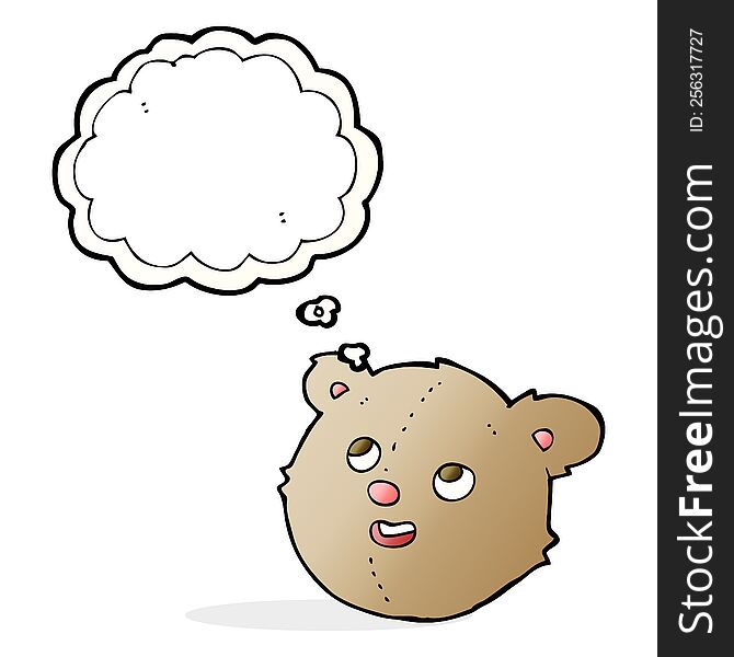 cartoon teddy bear head with thought bubble