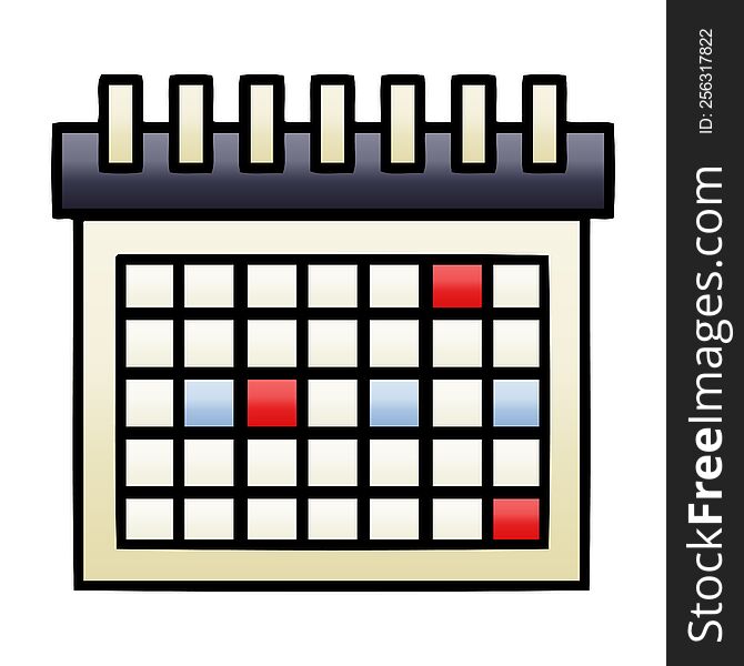 gradient shaded cartoon of a work calendar