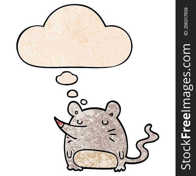 cartoon mouse with thought bubble in grunge texture style. cartoon mouse with thought bubble in grunge texture style
