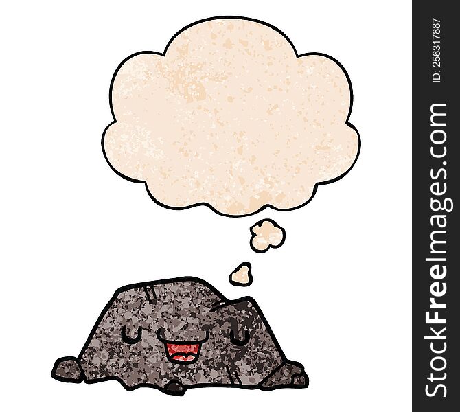 cartoon rock with thought bubble in grunge texture style. cartoon rock with thought bubble in grunge texture style