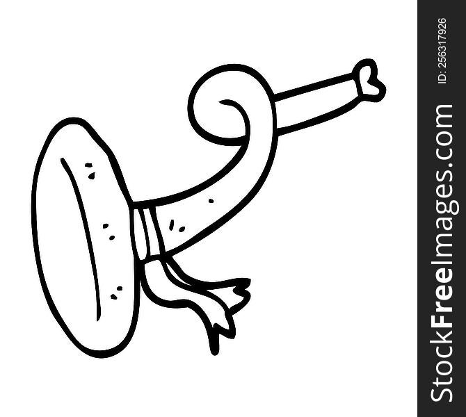 line drawing cartoon curled horn instrument