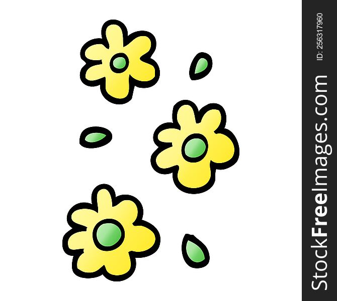 Vector Gradient Illustration Cartoon Flower Heads