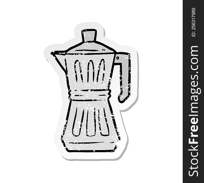 Distressed Sticker Of A Cartoon Espresso Maker