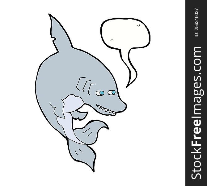 Funny Cartoon Shark With Speech Bubble