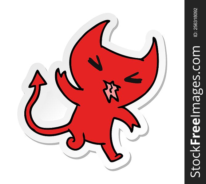sticker cartoon illustration of a kawaii cute demon. sticker cartoon illustration of a kawaii cute demon