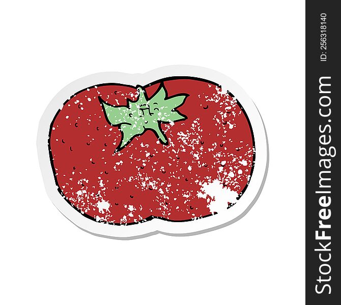 retro distressed sticker of a cartoon tomato